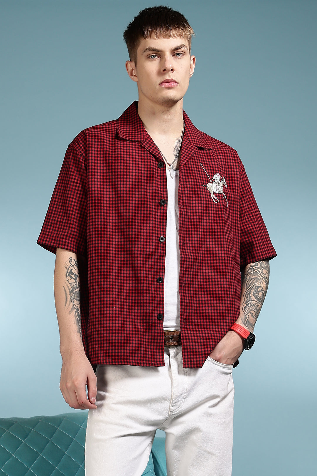 Polo Sport: Embroidery Checks Oversized Shirts