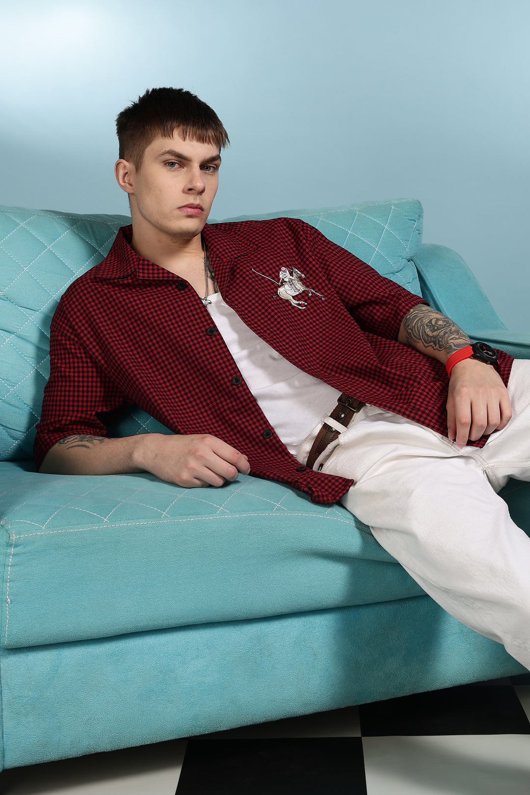 Polo Sport: Embroidery Checks Oversized Shirts