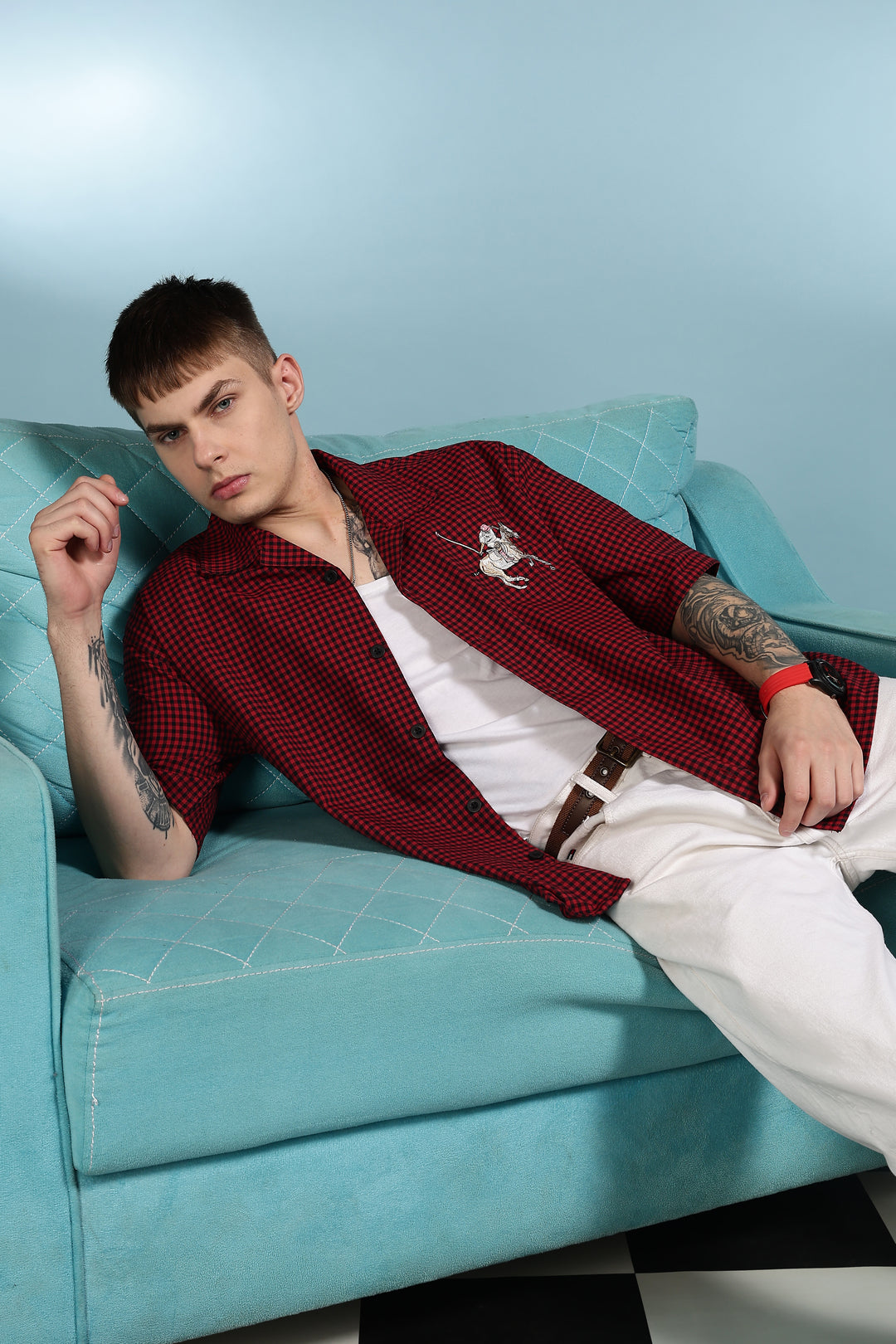 Polo Sport: Embroidery Checks Oversized Shirts