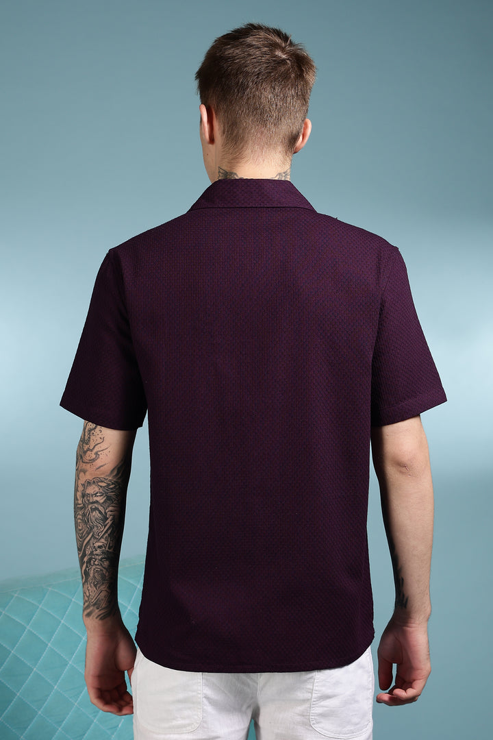 Spice: Embroidery Textured Fabric Cuban Shirt