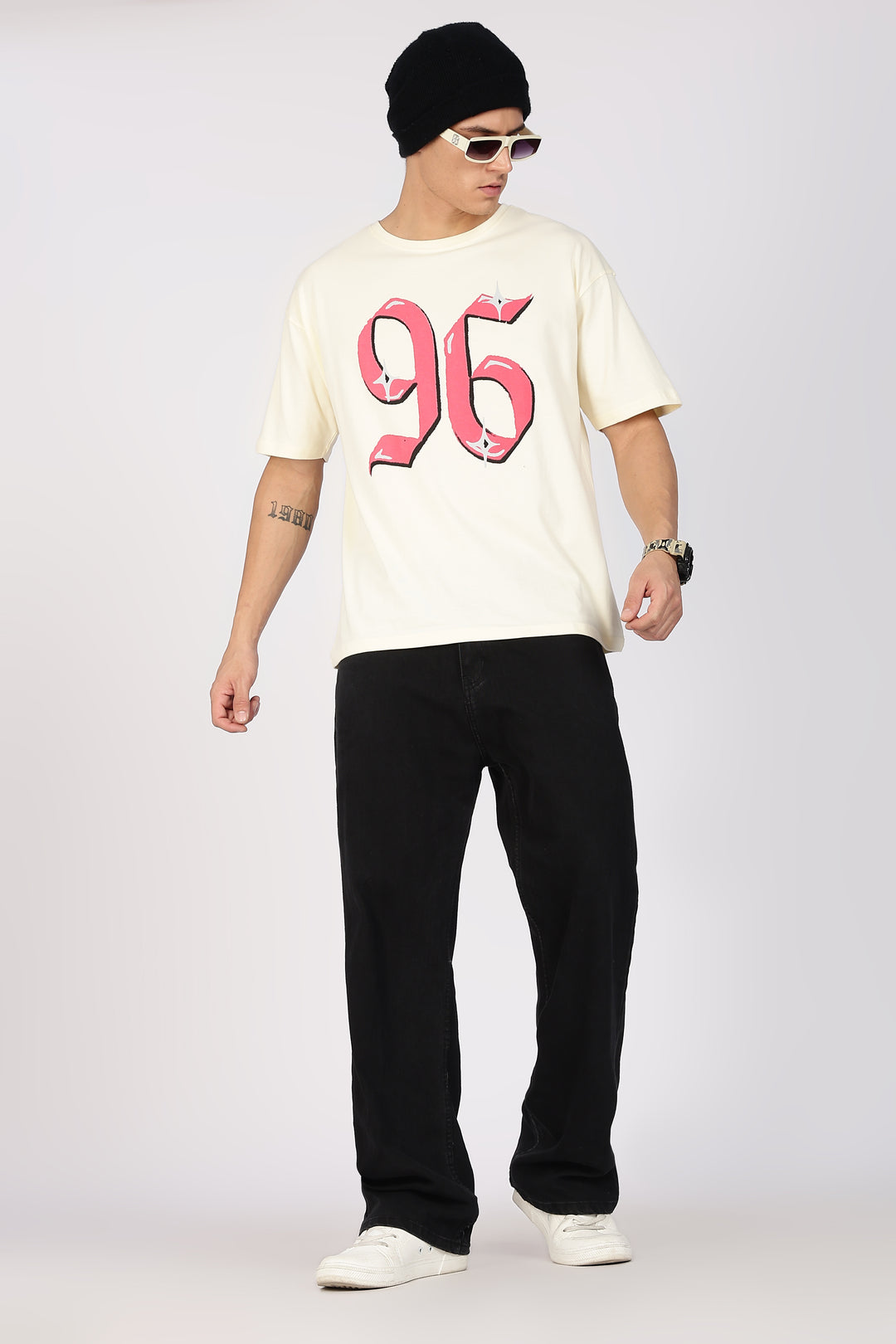 Numeric Oversized Cream T-shirt