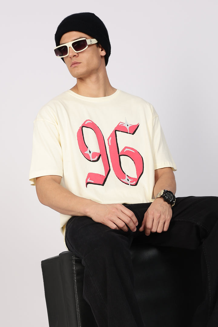 Numeric Oversized Cream T-shirt