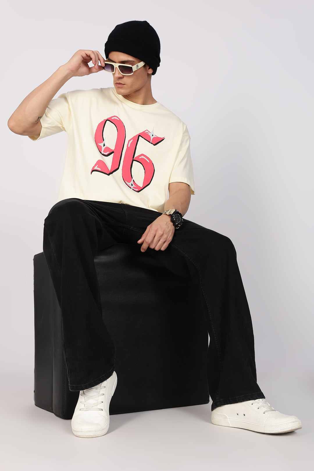 Numeric Oversized Cream T-shirt