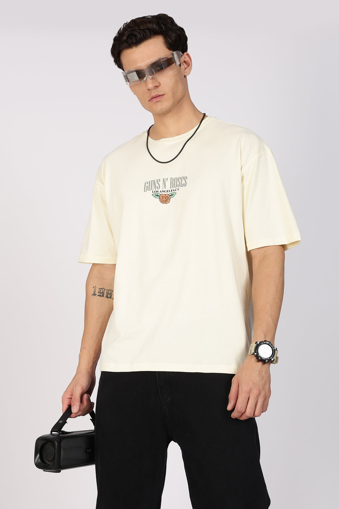 Guns and Roses: Eagle Cream Oversized T-shirt