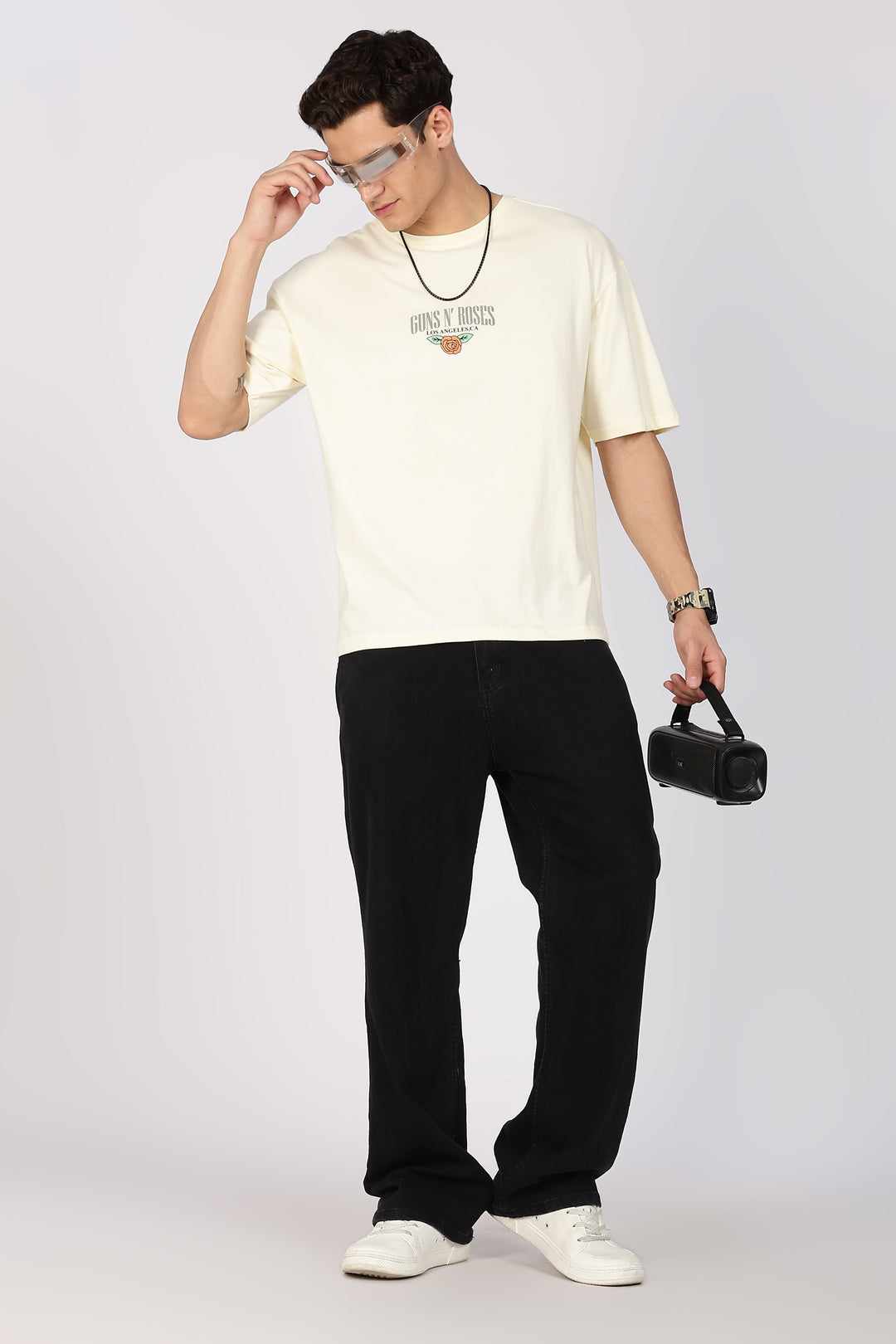 Guns and Roses: Eagle Cream Oversized T-shirt