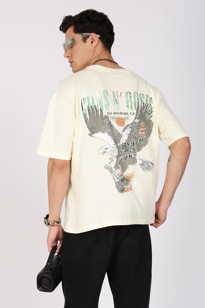 Guns and Roses: Eagle Cream Oversized T-shirt