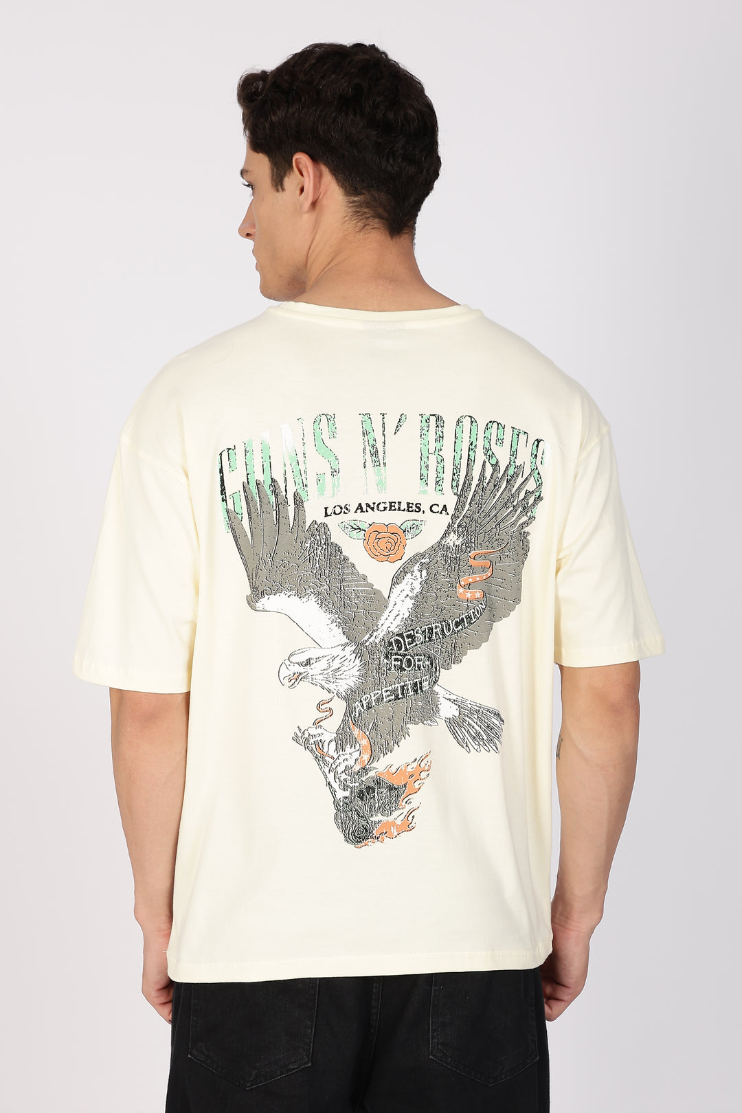 Guns and Roses: Eagle Cream Oversized T-shirt
