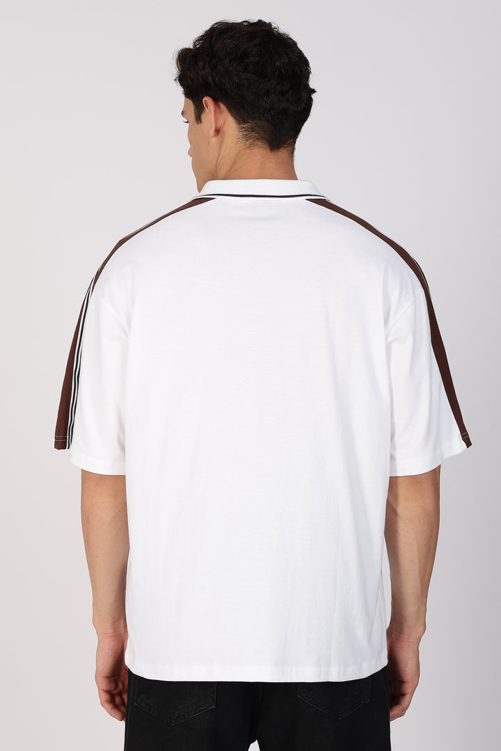 Lazy Serve Club White Oversized Polo Shirt