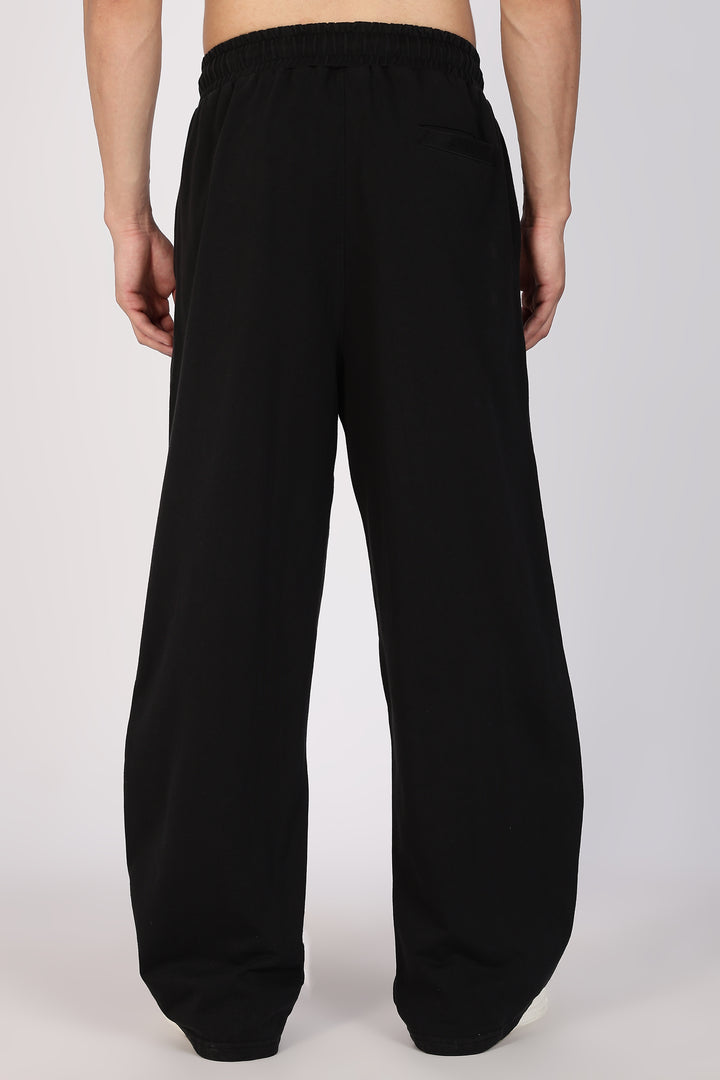 Korean Fit: Black Solid Joggers