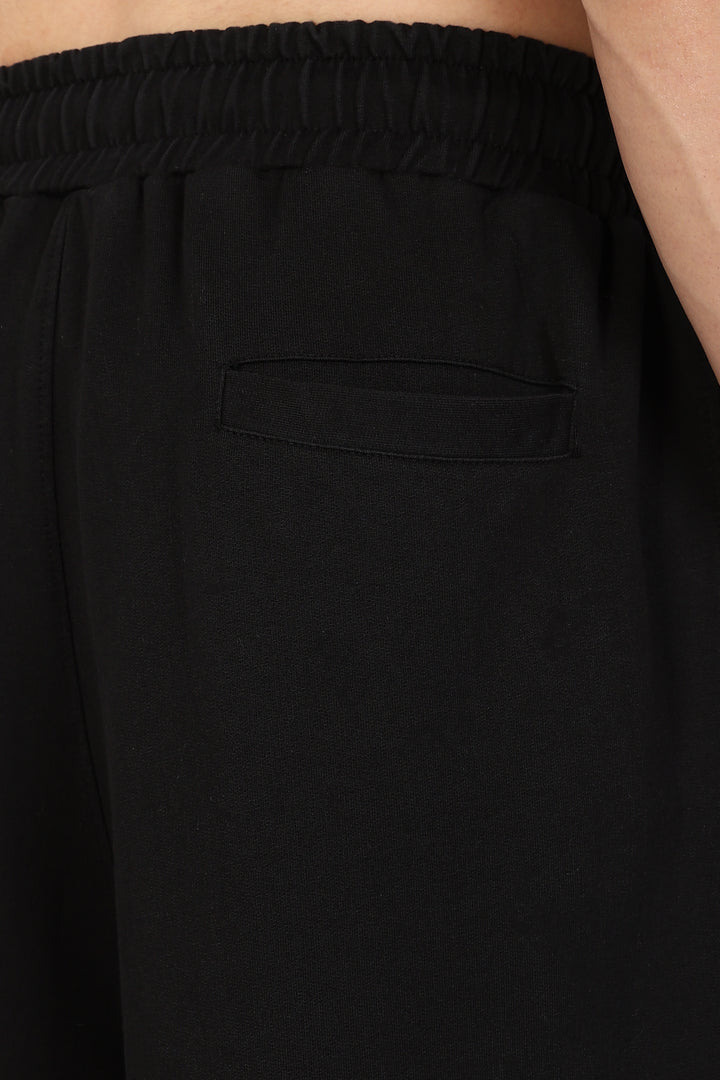 Korean Fit: Black Solid Joggers