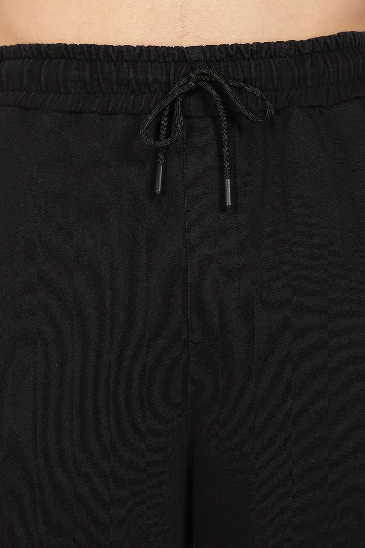 Korean Fit: Black Solid Joggers