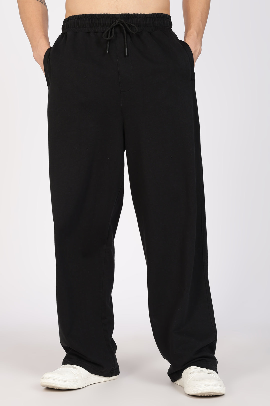 Korean Fit: Black Solid Joggers