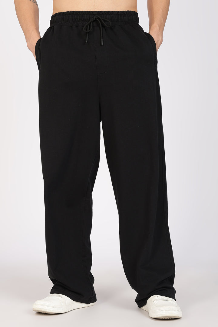 Korean Fit: Black Solid Joggers