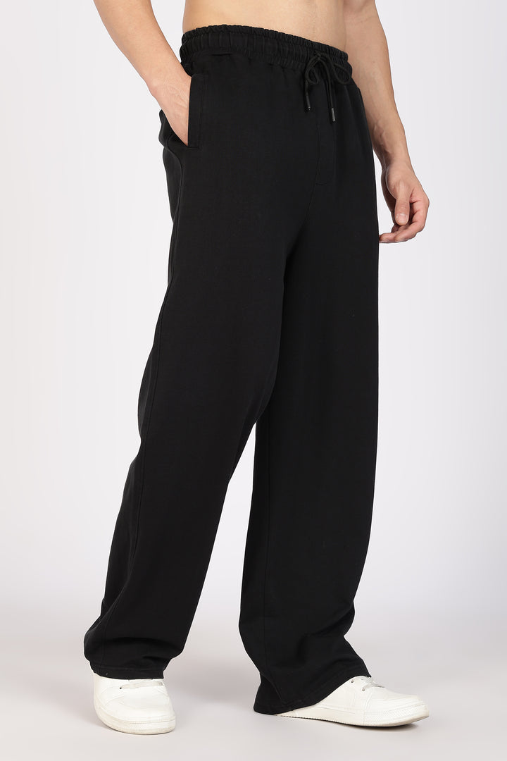 Korean Fit: Black Solid Joggers