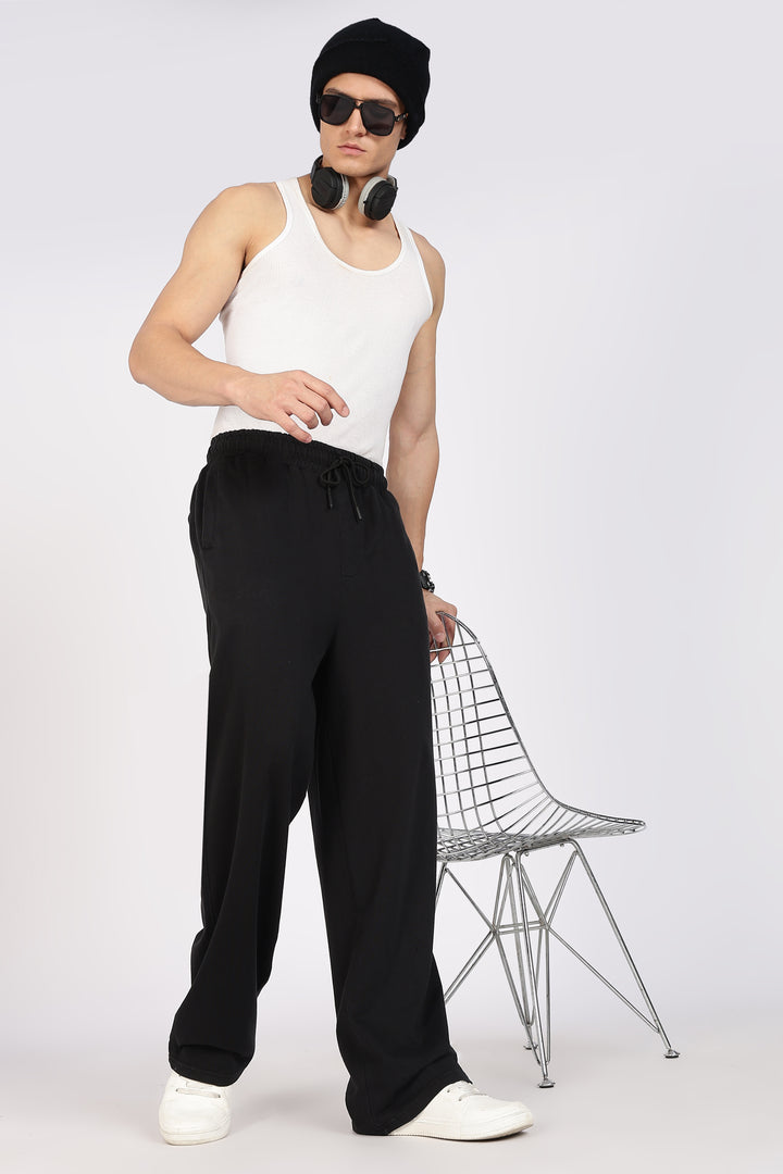 Korean Fit: Black Solid Joggers