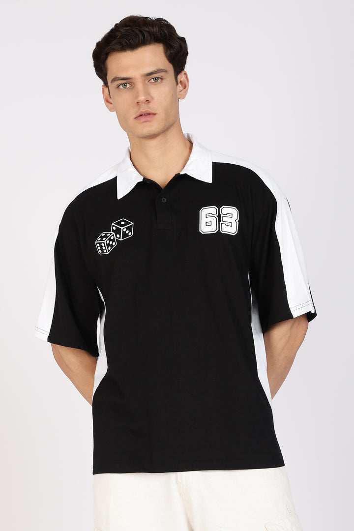 Retrograde: Black and White Oversized Polo