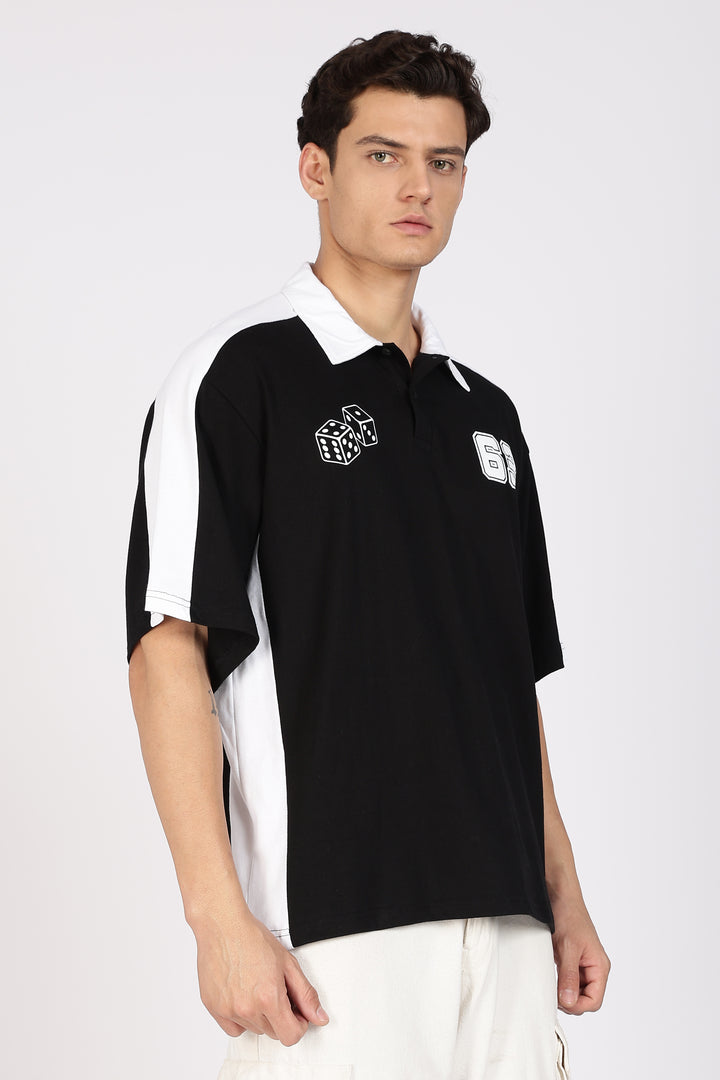 Retrograde: Black and White Oversized Polo