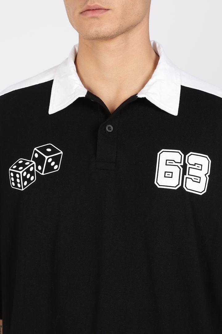 Retrograde: Black and White Oversized Polo