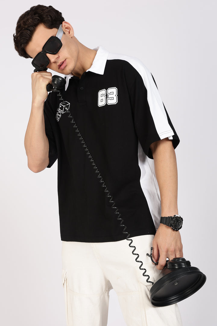 Retrograde: Black and White Oversized Polo