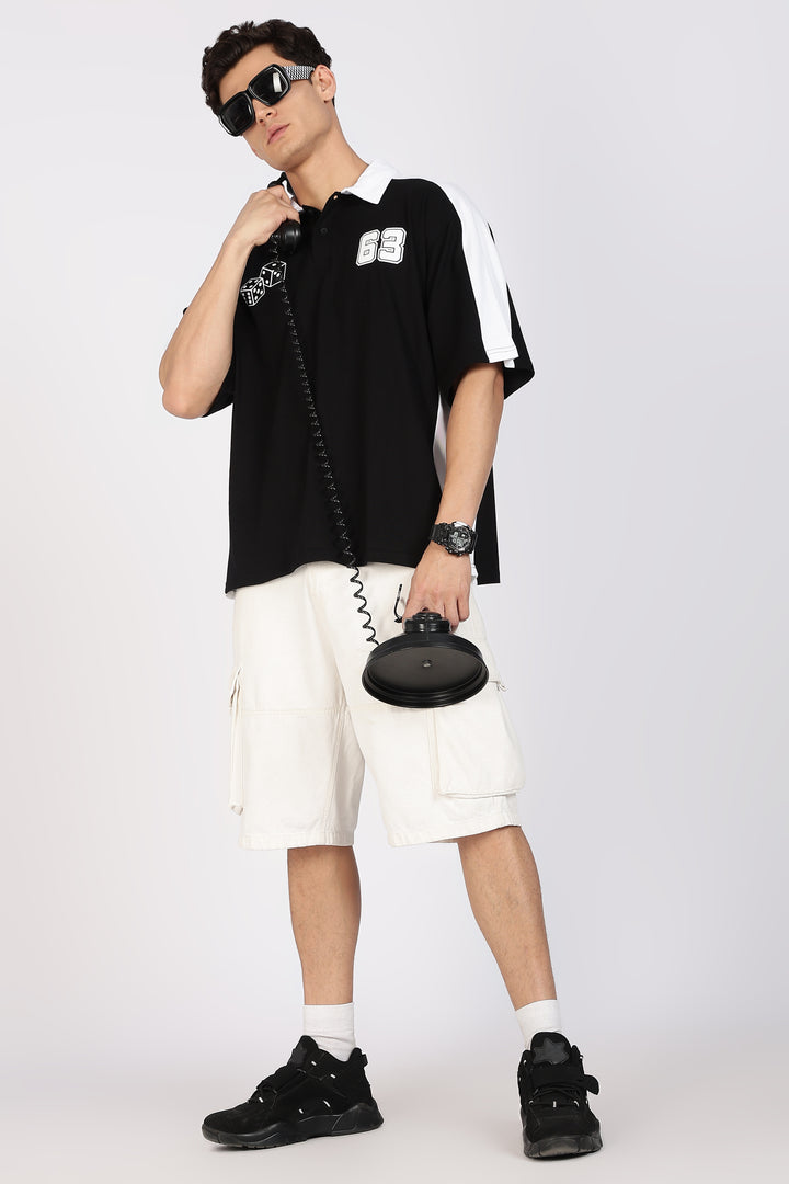 Retrograde: Black and White Oversized Polo