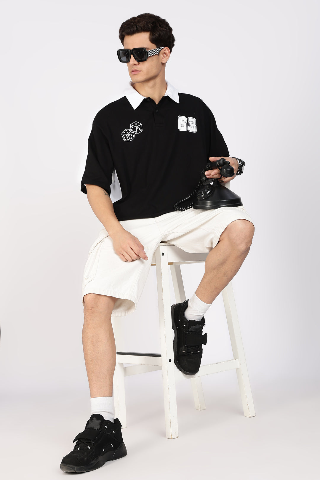 Retrograde: Black and White Oversized Polo