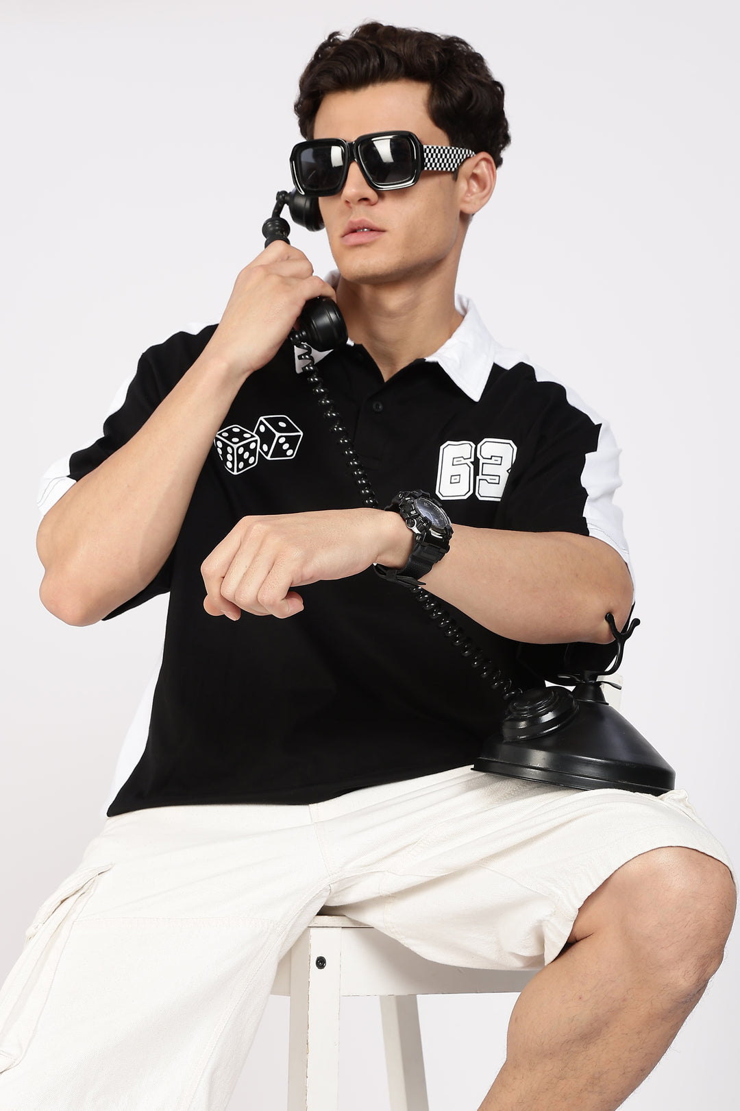 Retrograde: Black and White Oversized Polo