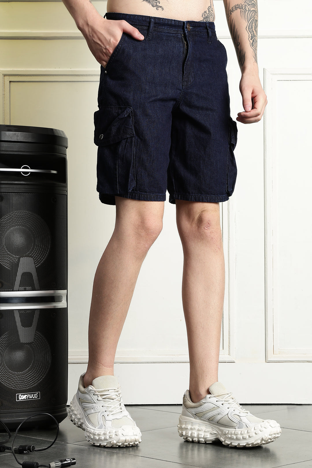 Blue Denim: Washed Big Pockes Short