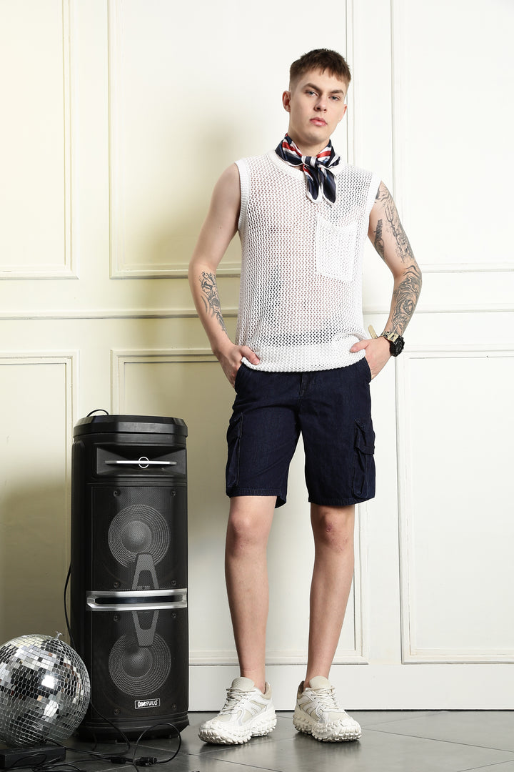 Regular Fit: unique washed denim shorts