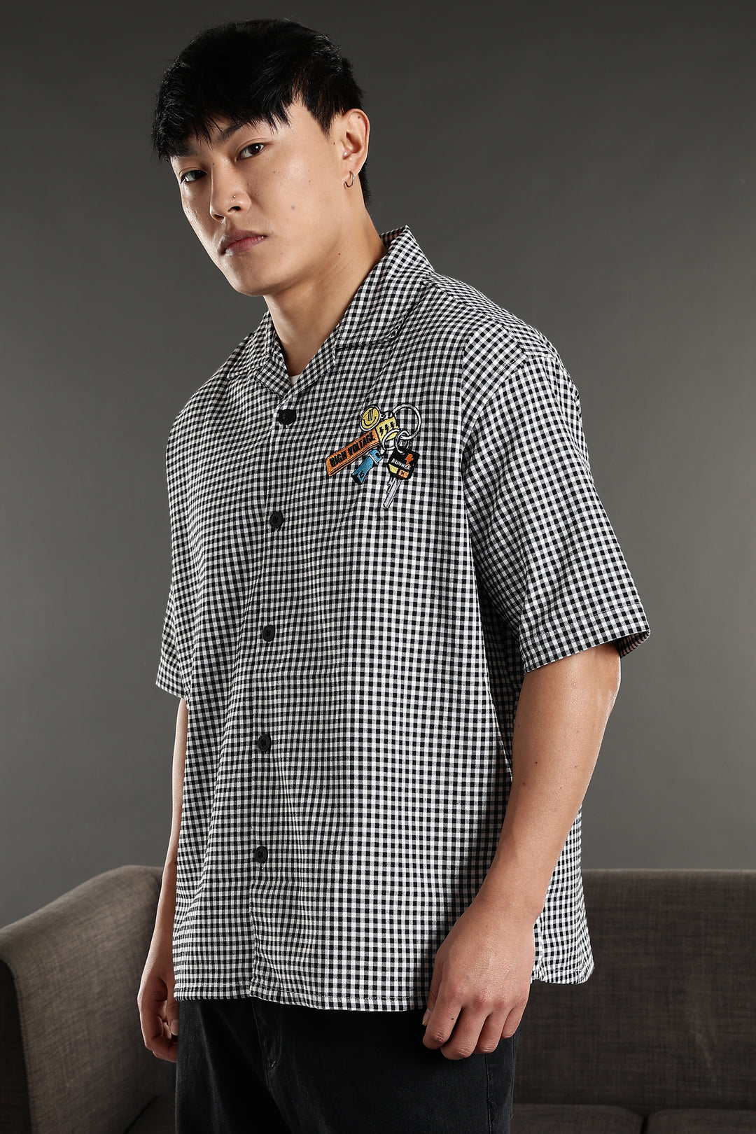 Keychain: Oversized Embroidery Checks Shirt