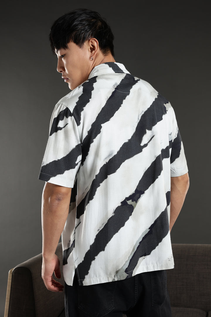 Oblique Stripes Cuban shirt
