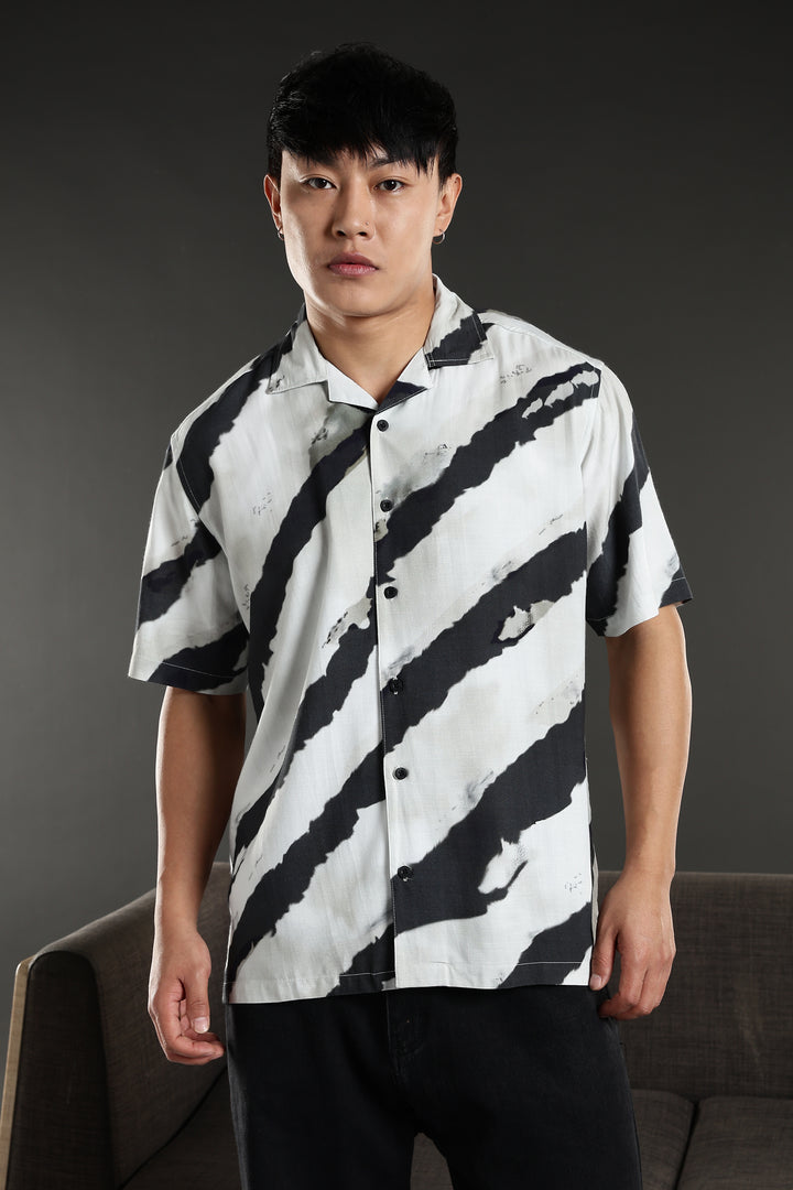 Oblique Stripes Cuban shirt