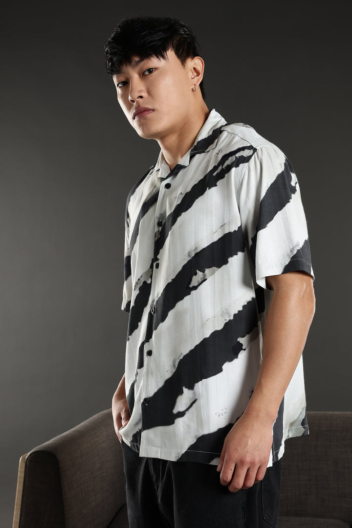Oblique Stripes Cuban shirt