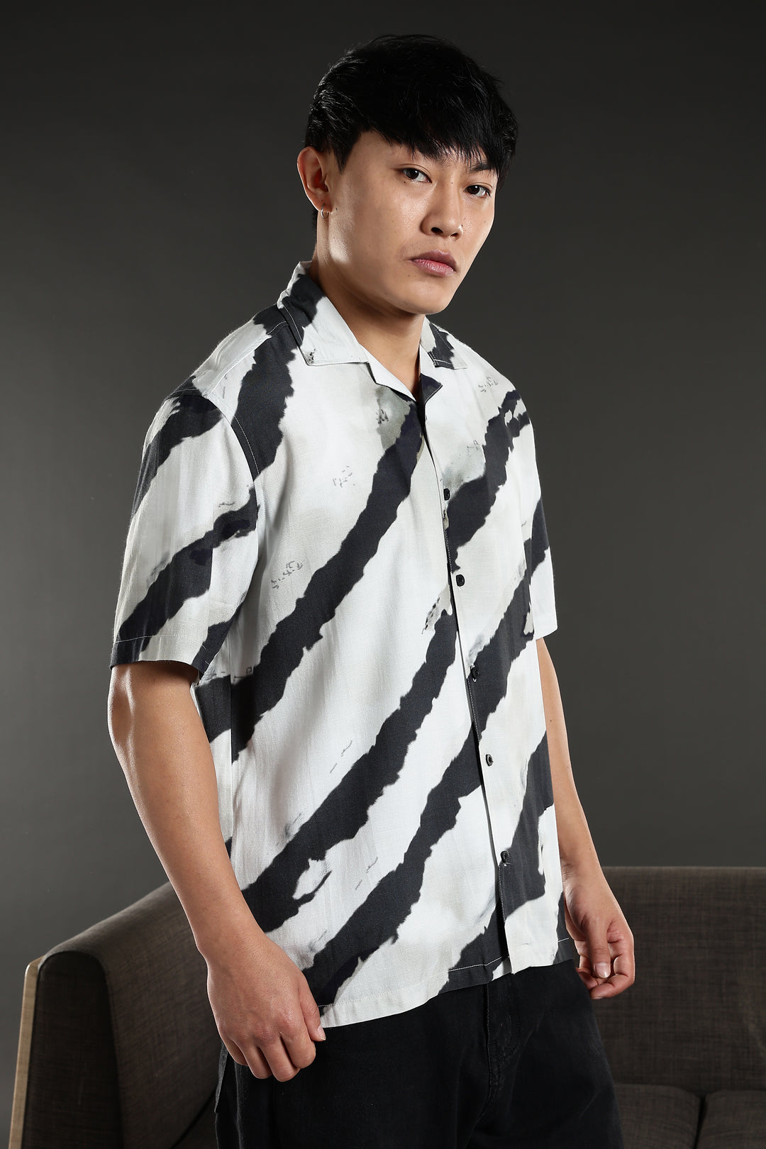 Oblique Stripes Cuban shirt