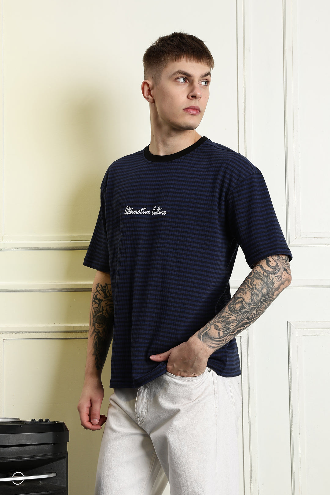 Alternative Culture: Stripes Embroidery Oversized T-shirt