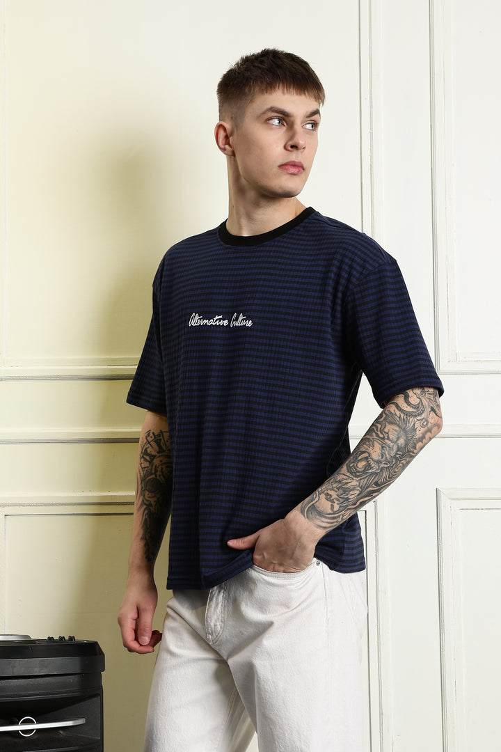 Alternative Culture: Stripes Embroidery Oversized T-shirt