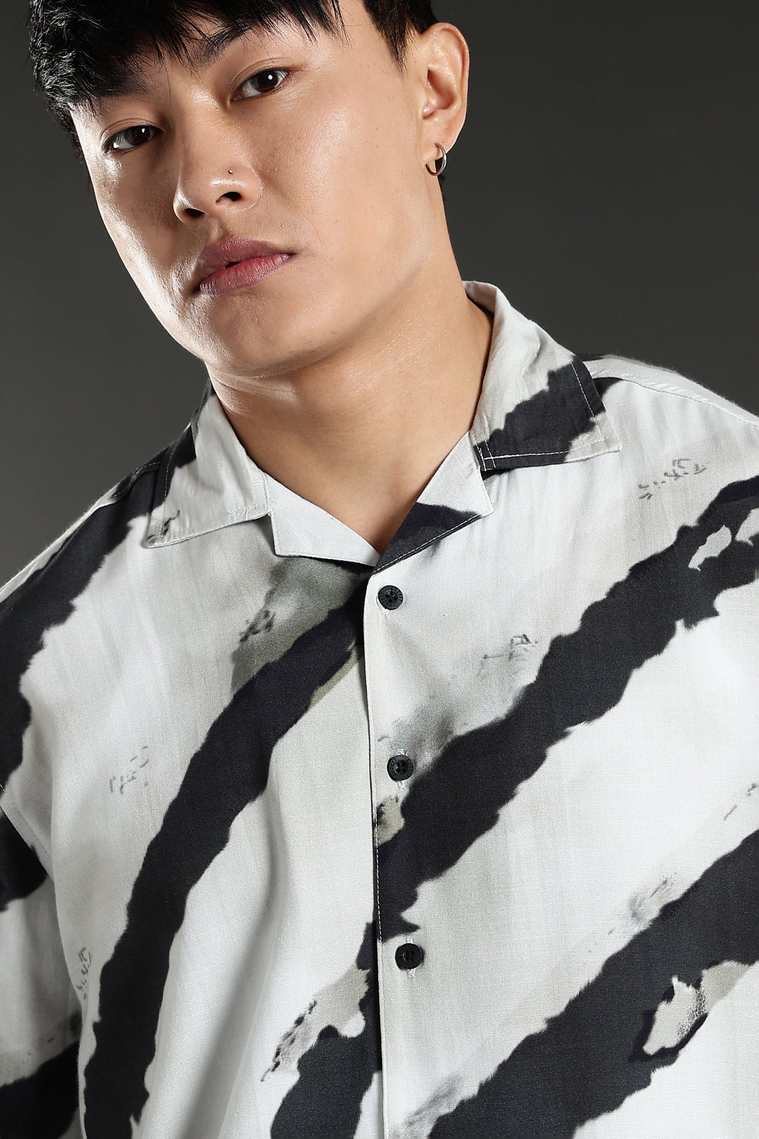 Oblique Stripes Cuban shirt