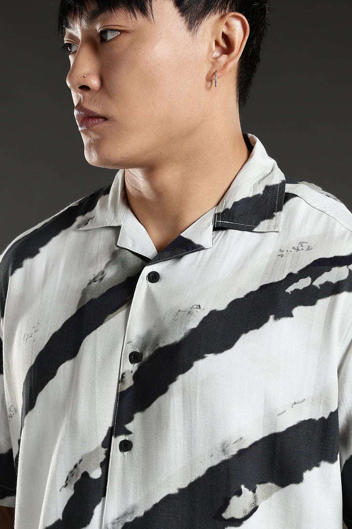 Oblique Stripes Cuban shirt
