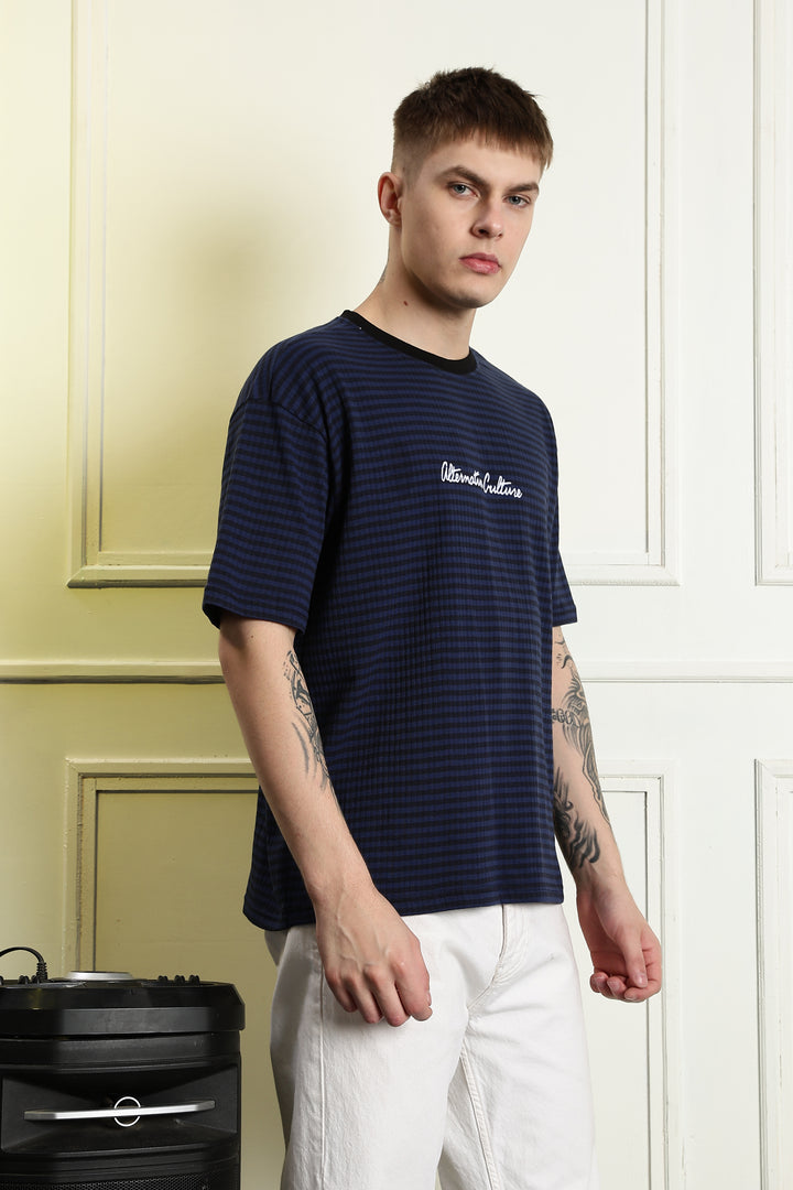 Alternative Culture: Stripes Embroidery Oversized T-shirt
