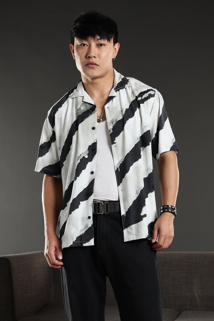 Oblique Stripes Cuban shirt