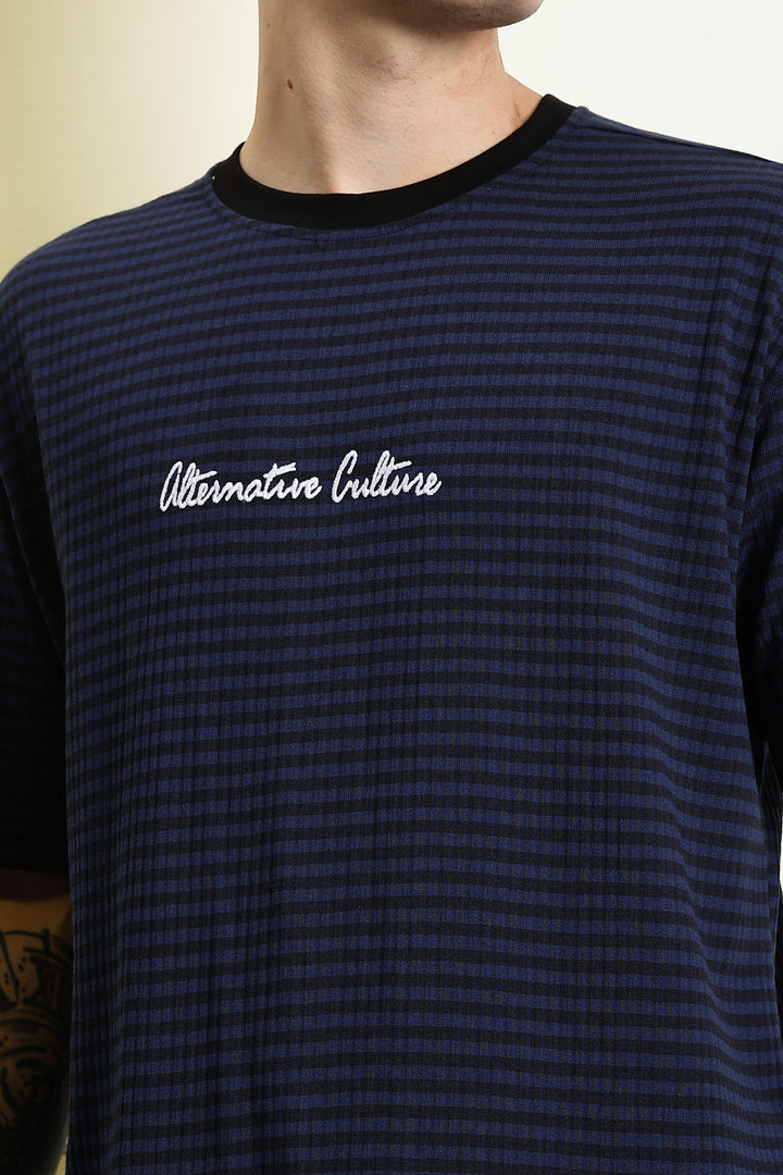 Alternative Culture: Stripes Embroidery Oversized T-shirt