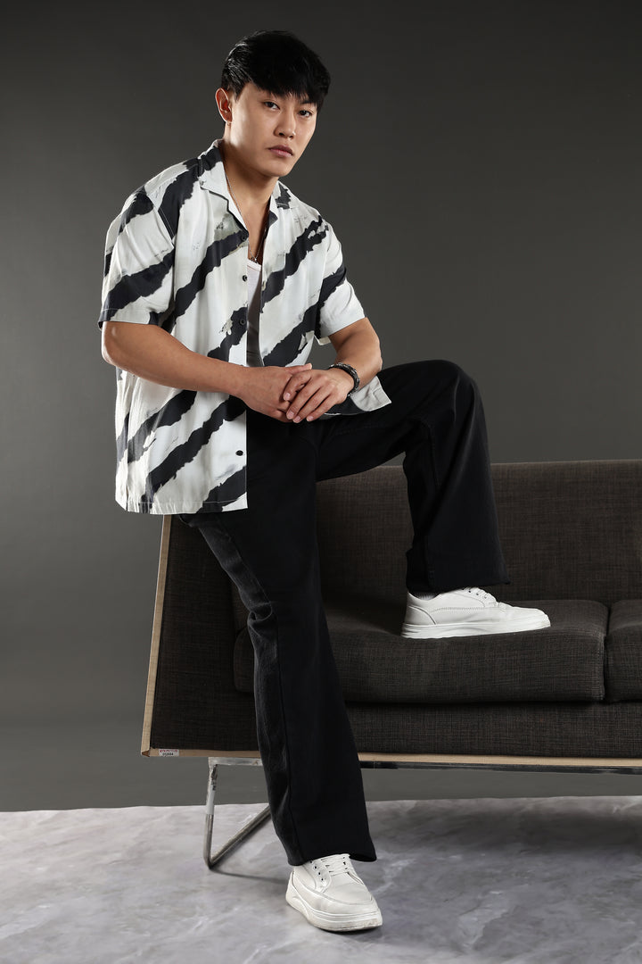 Oblique Stripes Cuban shirt