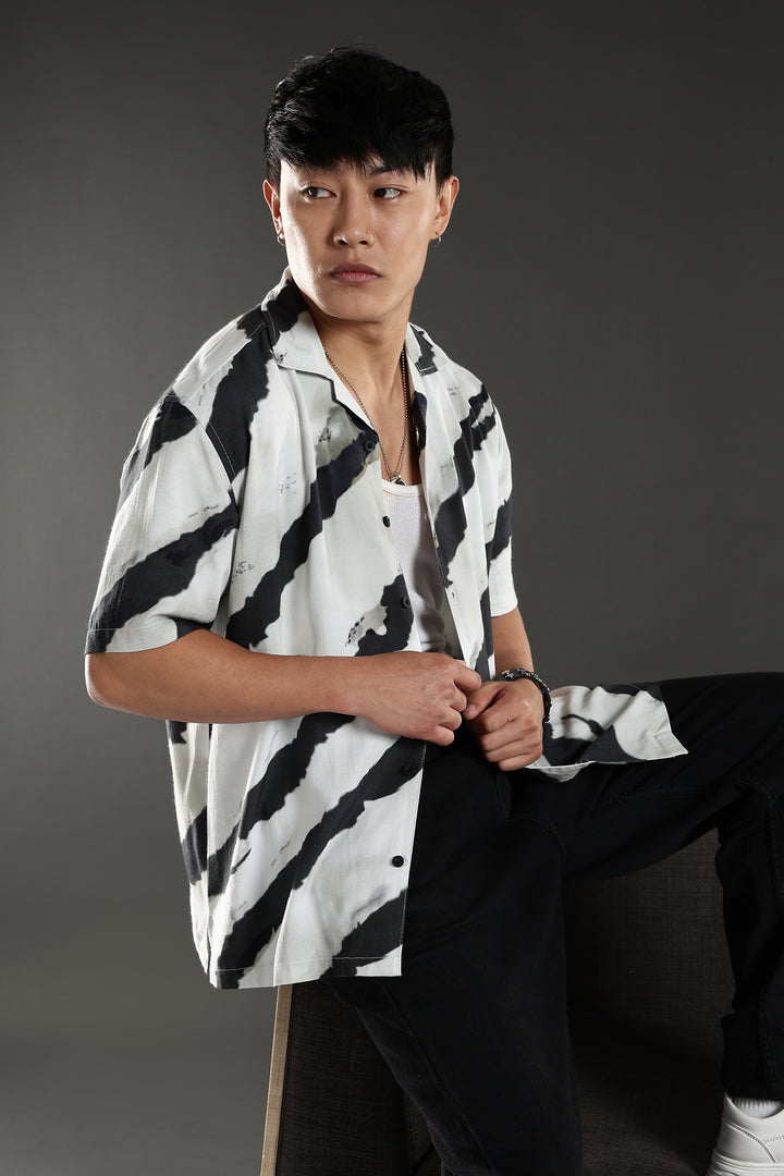 Oblique Stripes Cuban shirt