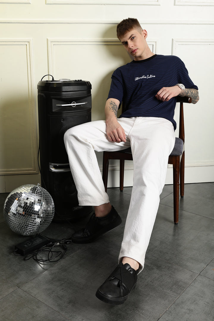 Alternative Culture: Stripes Embroidery Oversized T-shirt
