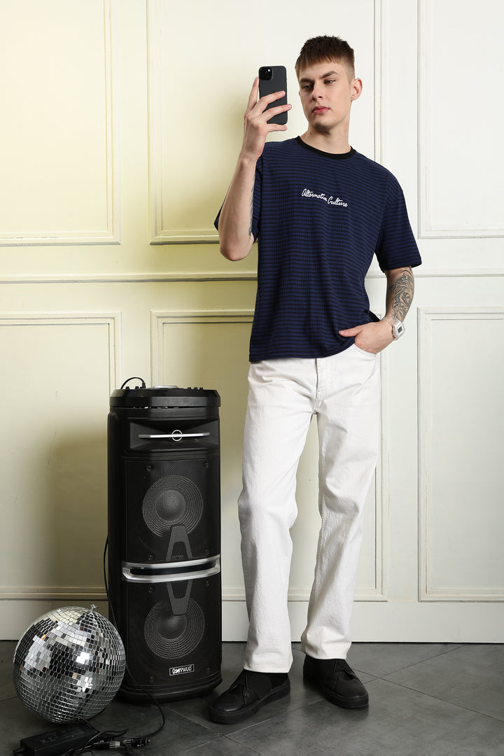 Alternative Culture: Stripes Embroidery Oversized T-shirt