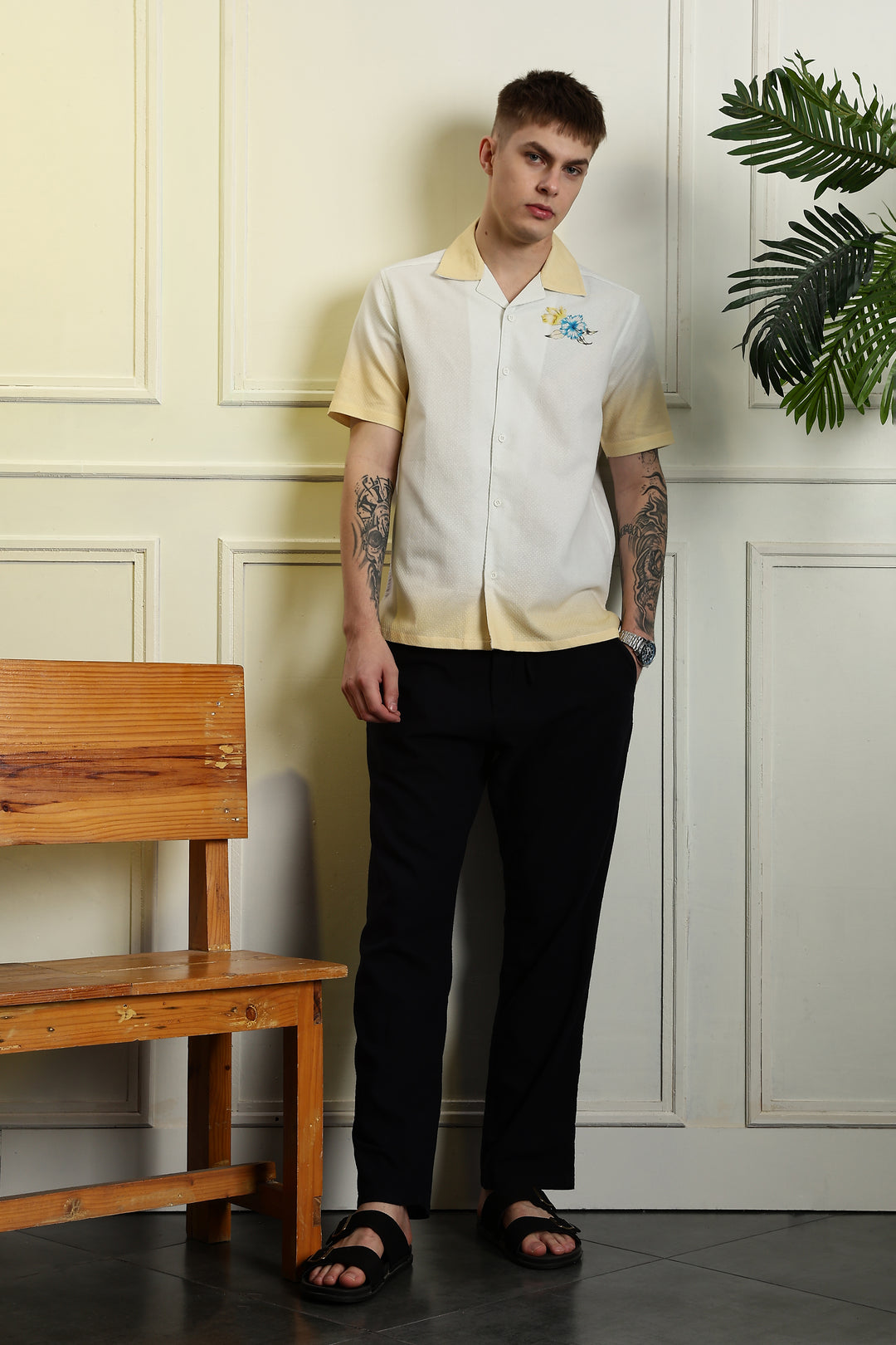 Classic: Parrot Printed White Cuban Cotton Shirt