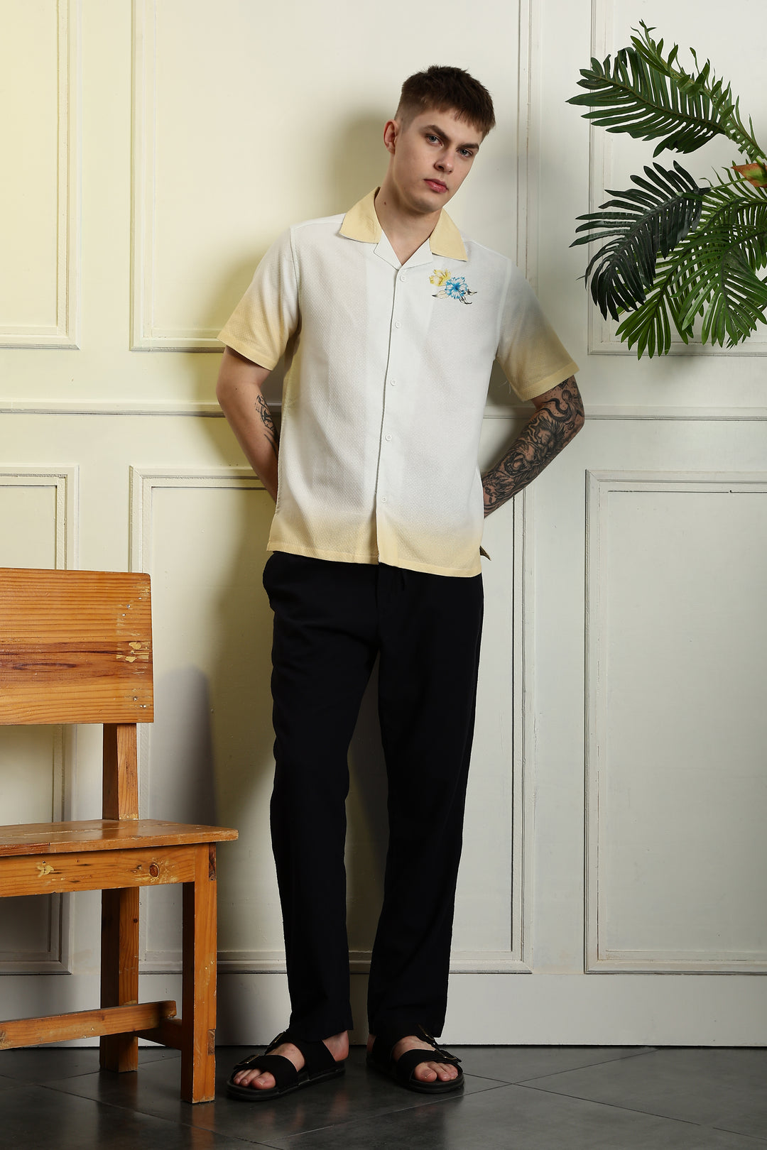 Classic: Parrot Printed White Cuban Cotton Shirt