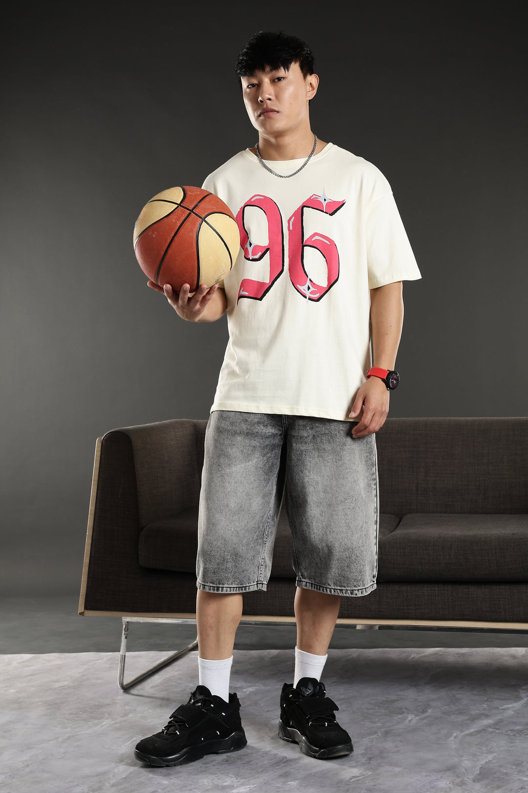 Numeric Oversized Cream T-shirt