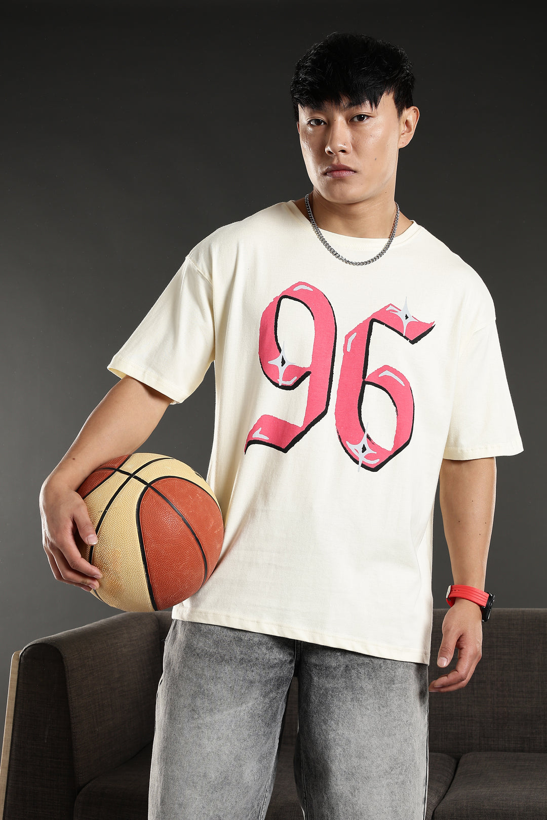 Numeric Oversized Cream T-shirt
