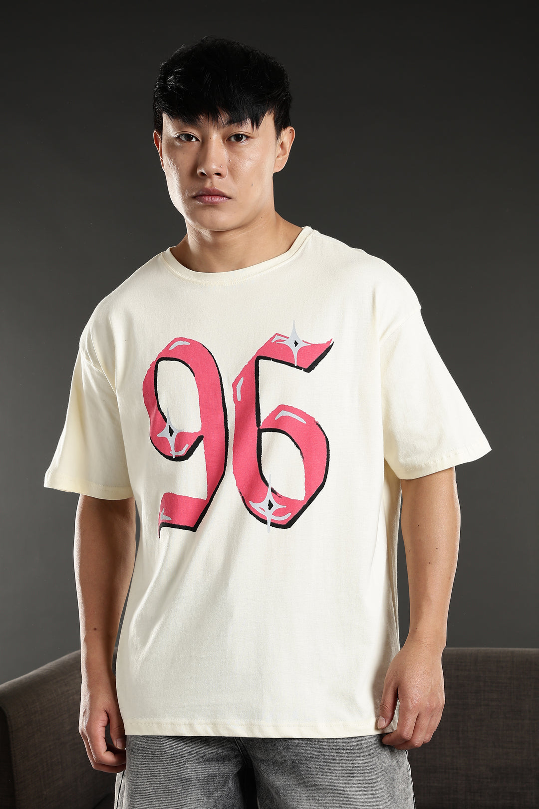 Numeric Oversized Cream T-shirt