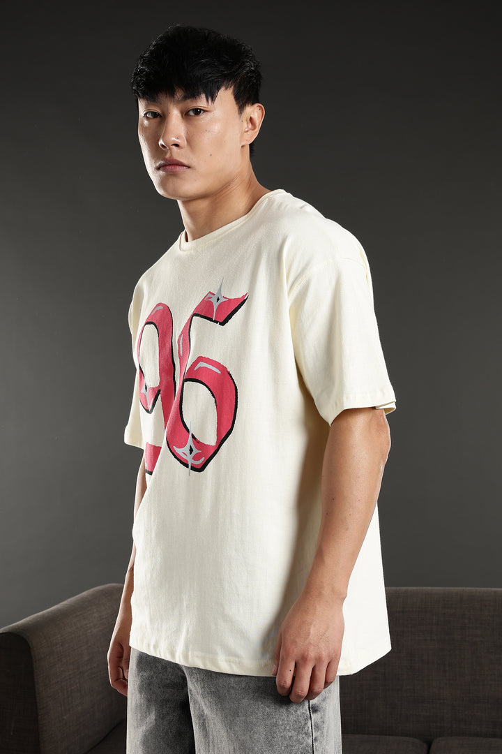 Numeric Oversized Cream T-shirt